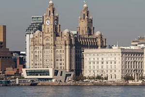 The Royal Liver Building and the Cunard Building in Liverpool