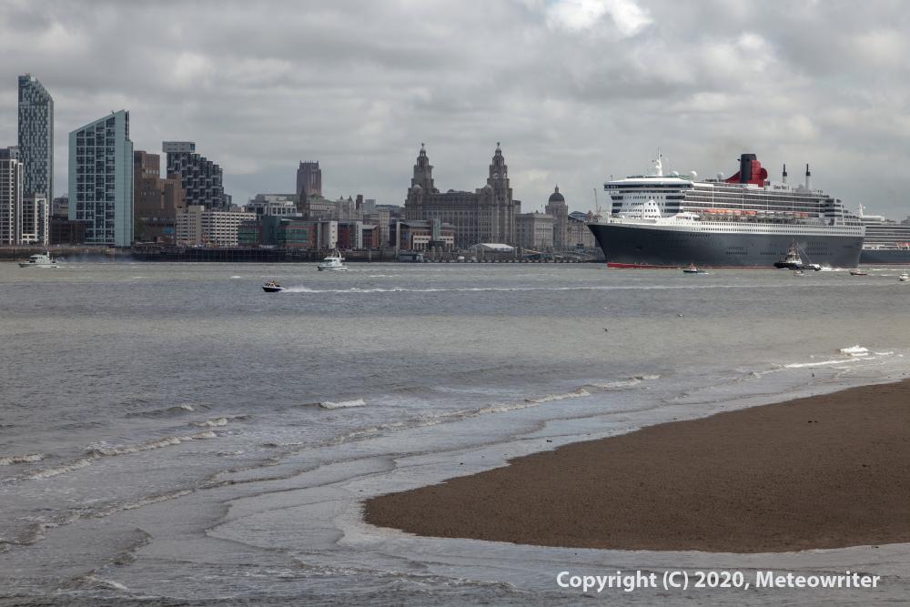 Queen Mary 2 cruise ship at Liverpool waterfront