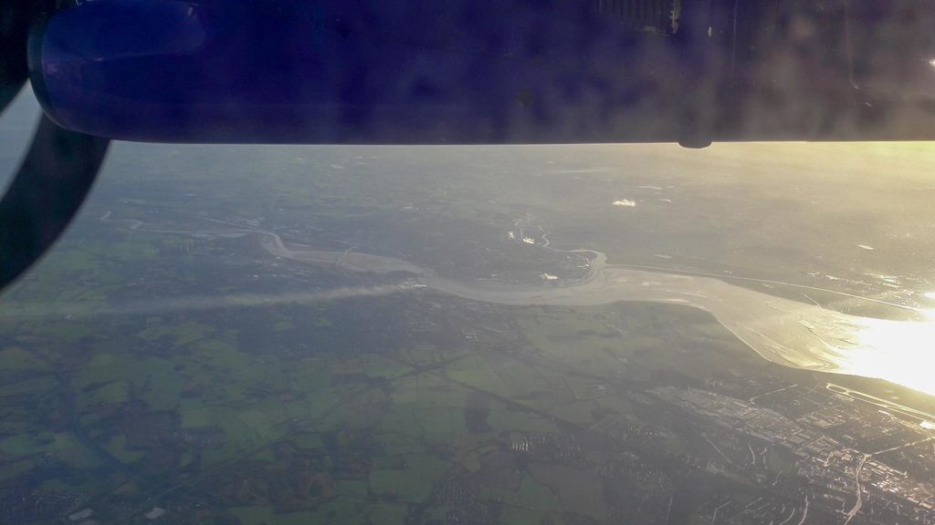 Airliner view of the Mersey Estuary